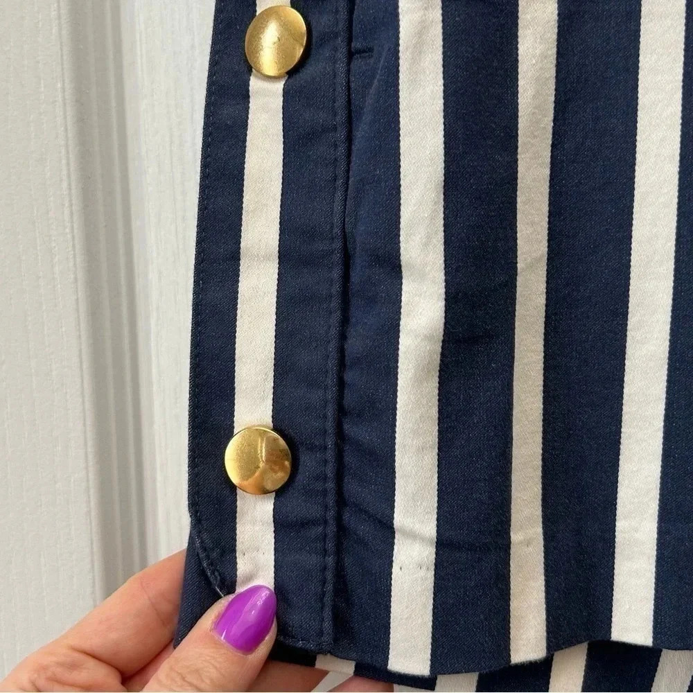 Banana Republic Ryan Shorts Blue White Stripes Gold Buttons Size 0 - Picture 6 of 14